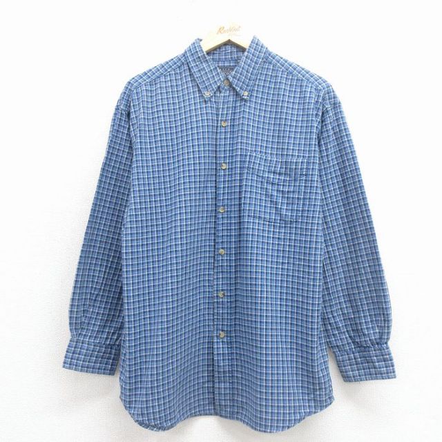 ベーシックエディションズ 90s 長袖シャツ チェック ネイビー L | 古着