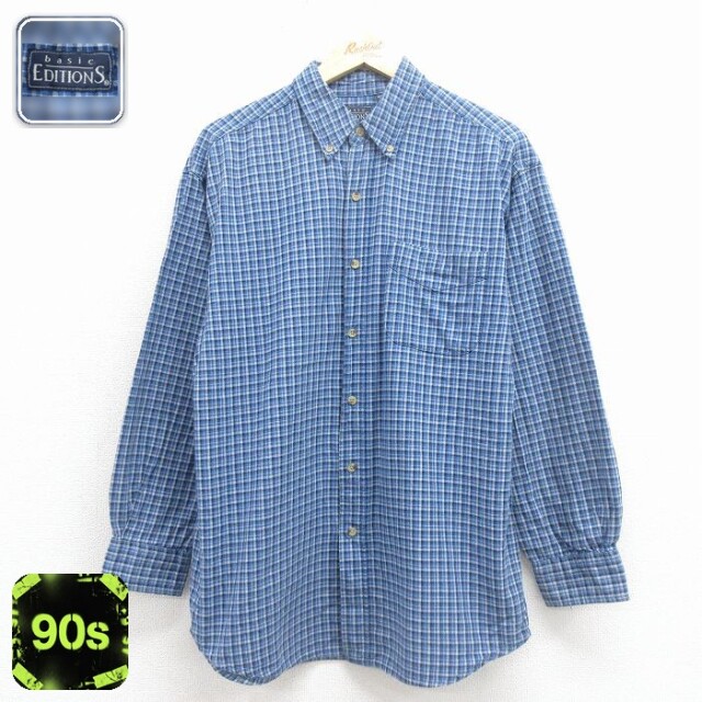 【50%OFF】ベーシックエディションズ 90s 長袖シャツ チェック ネイビー L | 古着