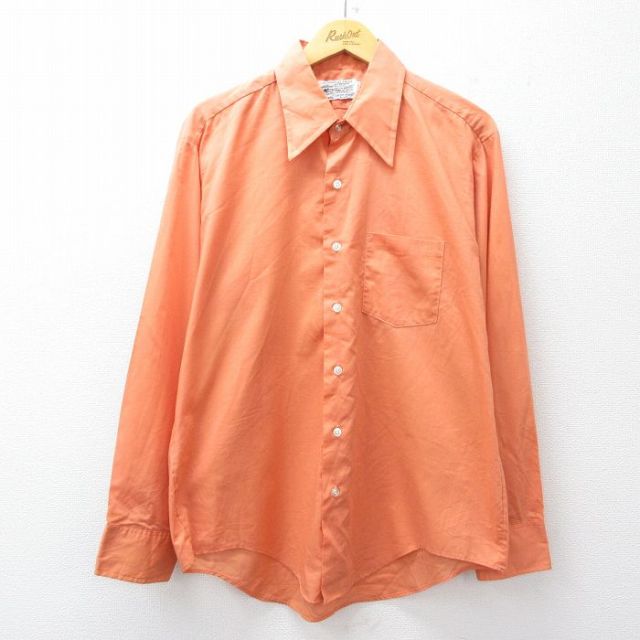 XL★古着 Kマート 長袖 シャツ メンズ 70年代 70s USA製 オレンジ系 26jan28