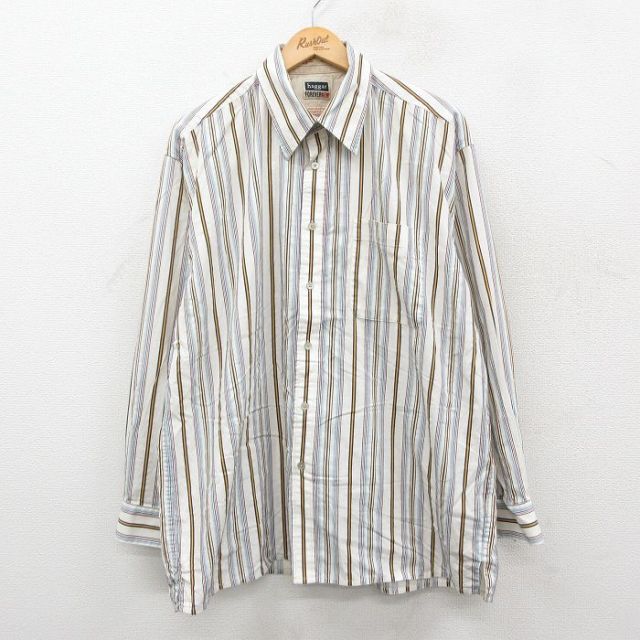 HAGGAR 長袖シャツ ストライプ ホワイト XL | 古着