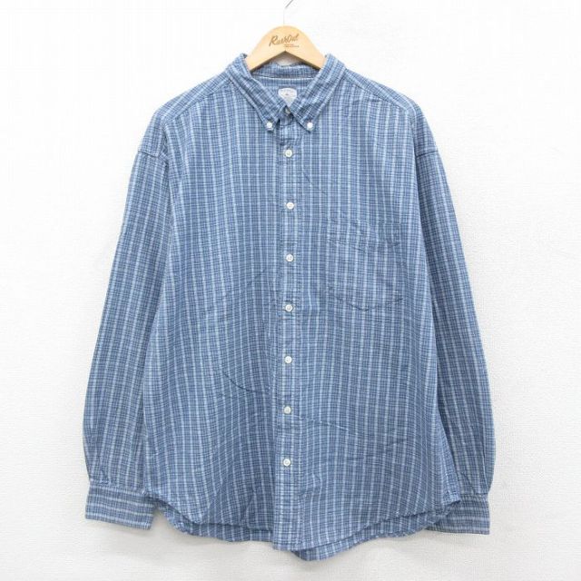 オールドネイビー 長袖シャツ チェック ネイビー XL | 古着
