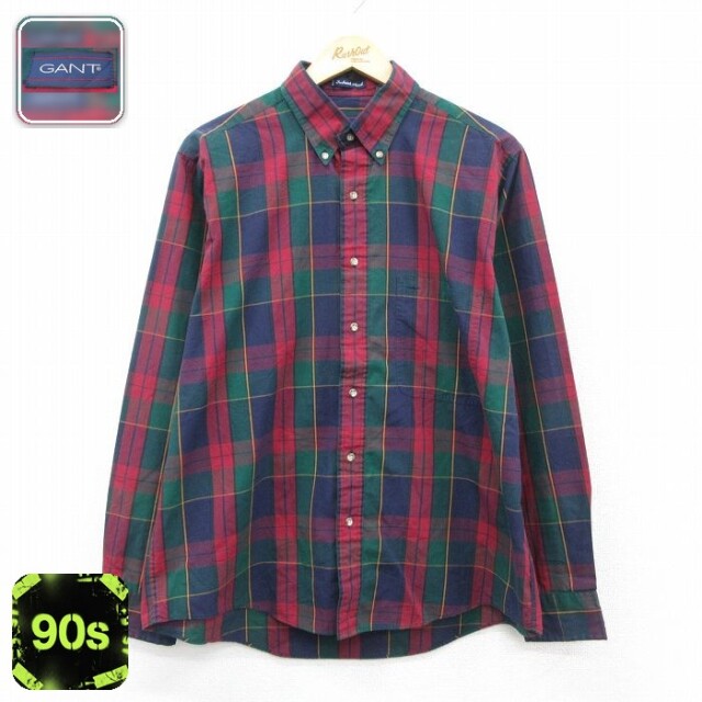 【50%OFF】90s 長袖シャツ チェック バーガンディ L | 古着