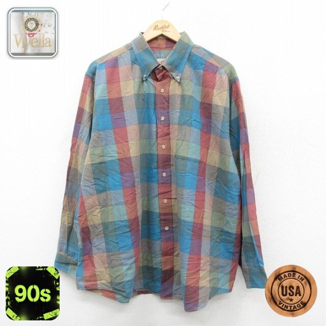 90s 長袖シャツ チェック グリーン XL | 古着