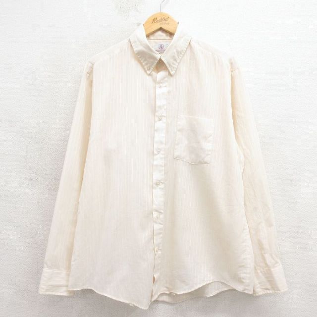 80s 長袖シャツ ストライプ ベージュ L | 古着