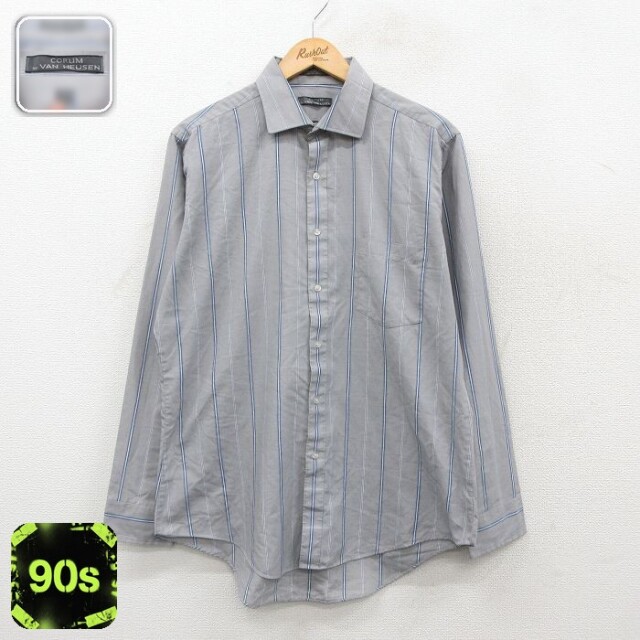 【50%OFF】バンヒューセン 90s 長袖シャツ ストライプ グレー L | 古着