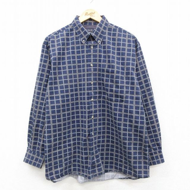 TRADER BAY 00s 長袖シャツ チェック ネイビー XL | 古着