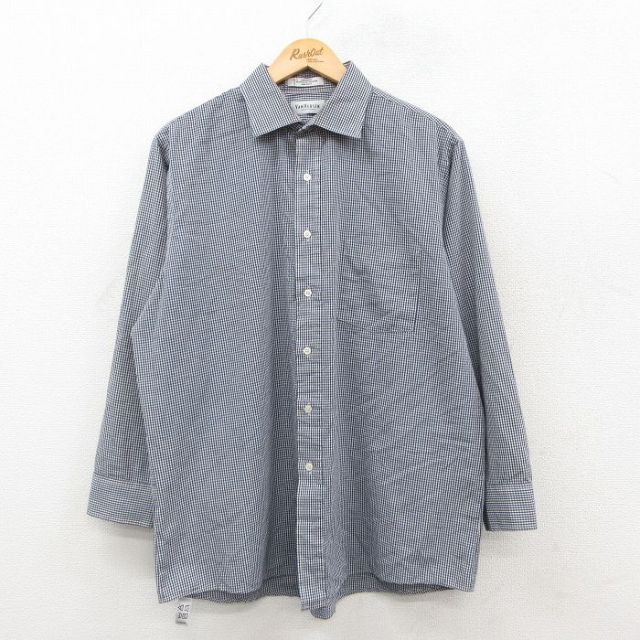 バンヒューセン 90s 長袖シャツ ギンガムチェック ネイビー XL | 古着