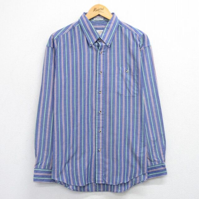 ロンドンフォグ 90s 長袖シャツ ストライプ ネイビー XL | 古着