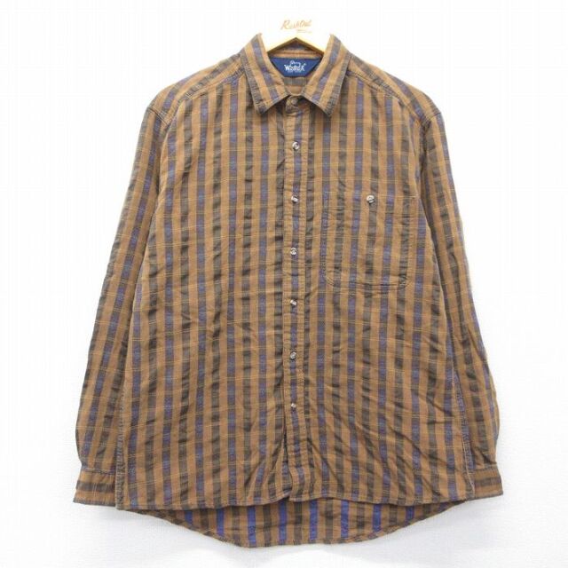L★古着 ウールリッチ 長袖 シャツ メンズ 90年代 90s 茶他【spe】 26feb12