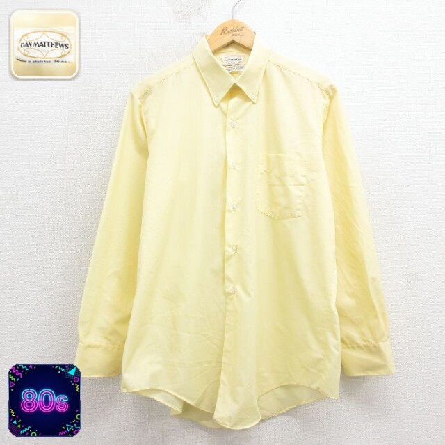 【50%OFF】80s 長袖シャツ イエロー L | 古着