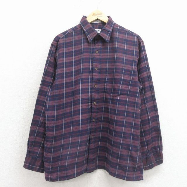 アロー 00s 長袖シャツ ネイビーチェック XL | 古着