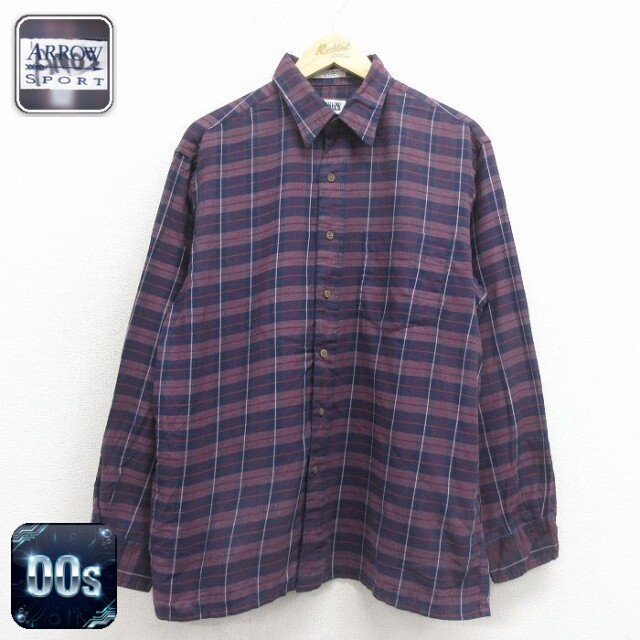 【50%OFF】アロー 00s 長袖シャツ ネイビーチェック XL | 古着