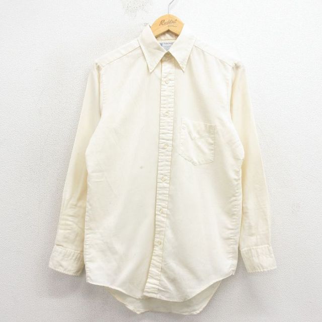 M★古着 タウンクラフト ペニーズ 長袖 シャツ メンズ 70年代 70s ボタンダウン 薄黄 26feb18