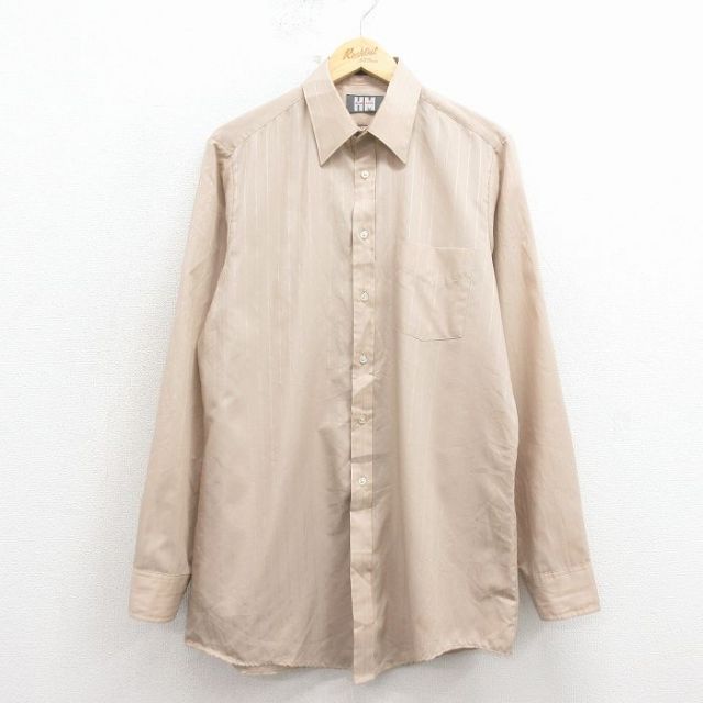ベージュストライプ 90s 長袖シャツ L | 古着