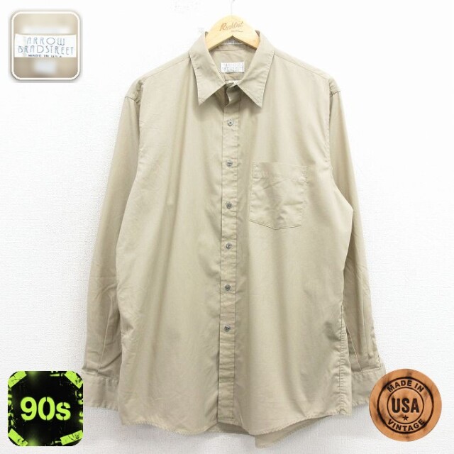 【50%OFF】90s 長袖シャツ ベージュ L | 古着