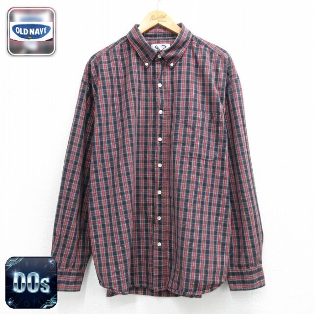 【50%OFF】オールドネイビー 00s 長袖シャツ ブラックチェック XL | 古着
