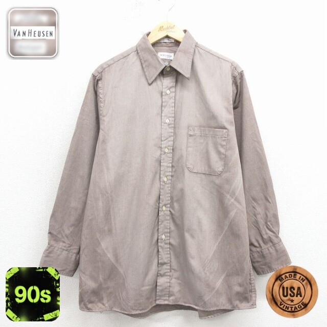 【50%OFF】バンヒューセン 90s 長袖シャツ ベージュ XL | 古着
