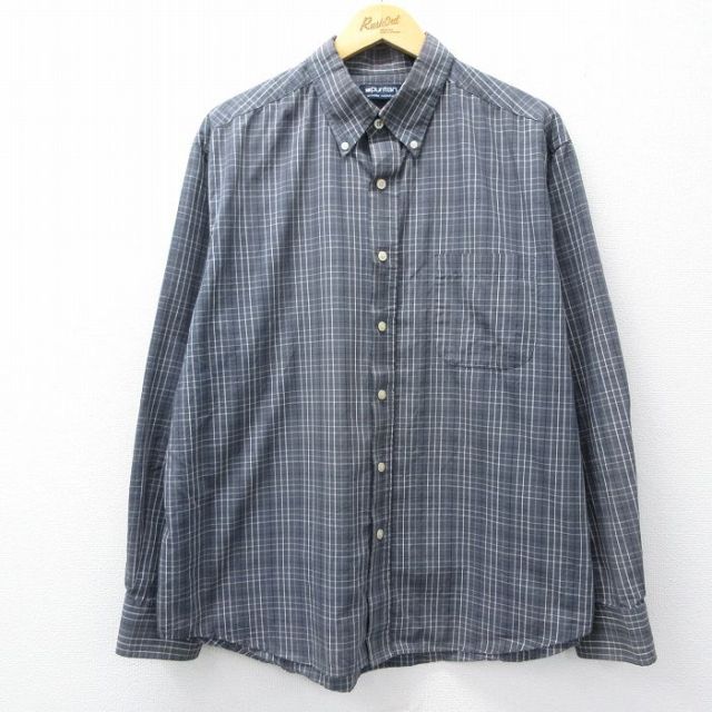 XL★古着 ピューリタン 長袖 シャツ メンズ 00年代 00s ボタンダウン グレー他 チェック 26mar02
