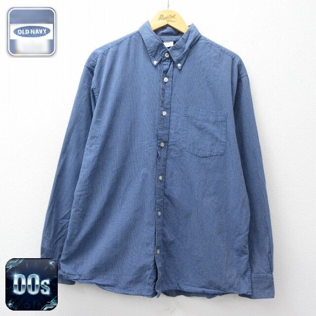 【50%OFF】オールドネイビー 00s 長袖シャツ ネイビーチェック XL | 古着