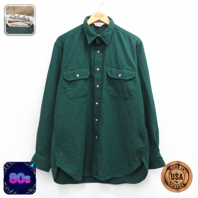 【50%OFF】カベラス 80s 長袖シャツ グリーン L | 古着