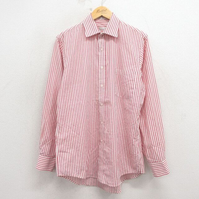 80s 長袖シャツ ストライプ レッド L | 古着