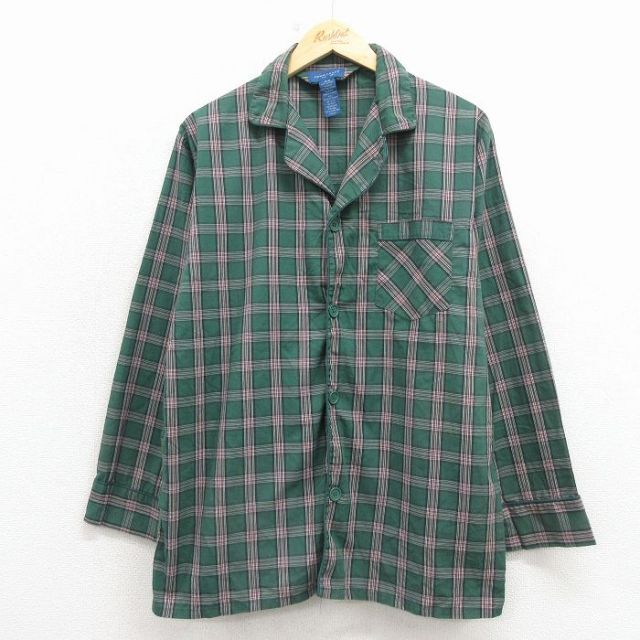 タウンクラフト 90s 長袖パジャマシャツ 開襟 グリーンチェック XL | 古着
