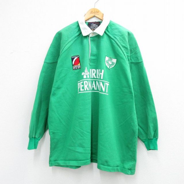 XL★古着 長袖 ラガー シャツ メンズ 00年代 00s IRISH 緑他 26mar13