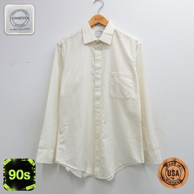 【50%OFF】バンヒューセン 90s 長袖シャツ ストライプ イエロー L | 古着