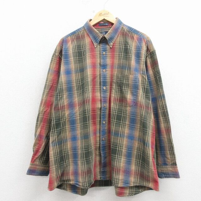 バンヒューセン 90s 長袖シャツ グリーンチェック XL | 古着