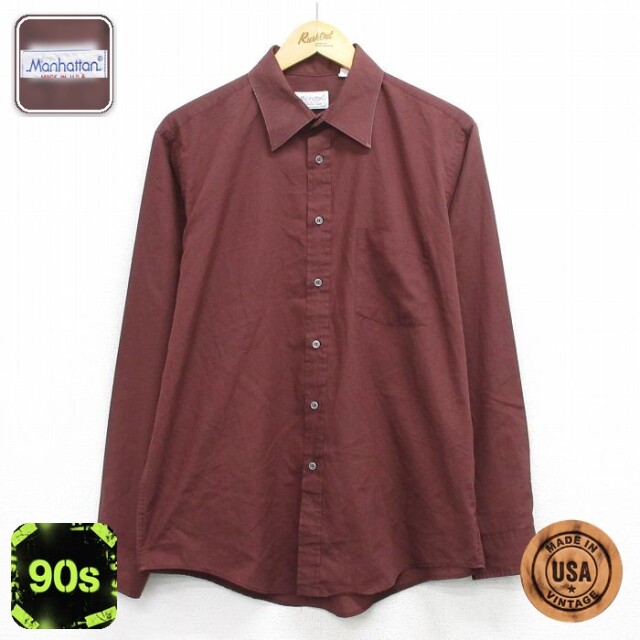 【20%OFF】マンハッタン 90s 長袖シャツ ブラウン XL | 古着