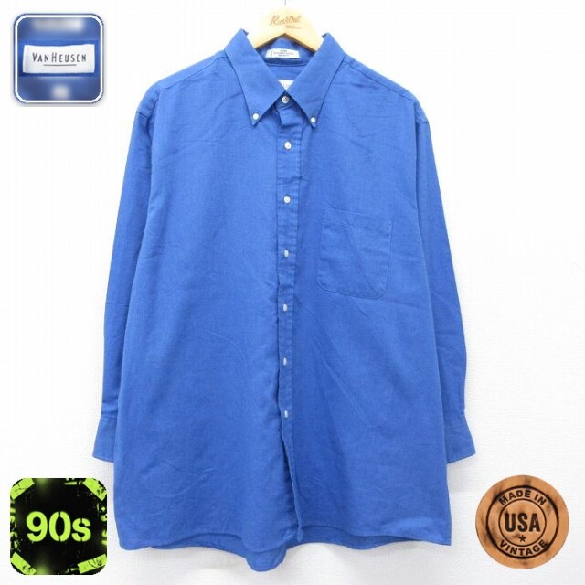 【20%OFF】バンヒューセン 90s 長袖シャツ ブルー XL | 古着