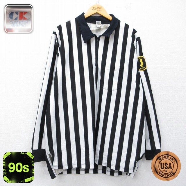 【20%OFF】90s ハーフジップシャツ ストライプ ブラック XL | 古着