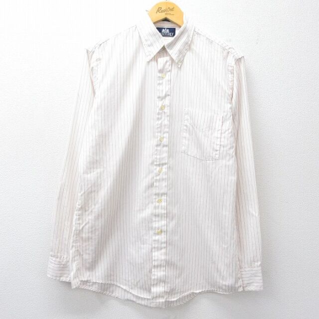 STAFFORD 90s 長袖シャツ ストライプ ホワイト メンズM相当 | 古着