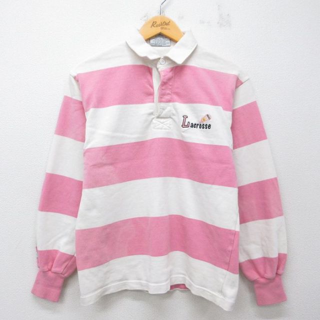 バーバリアン 90s 長袖ラガーシャツ ラクロス ホワイト メンズS相当 | 古着