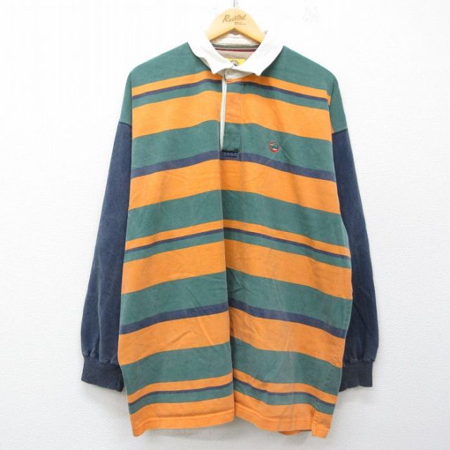 ダックヘッド 00s ラガーシャツ ワンポイントロゴ グリーン XL | 古着