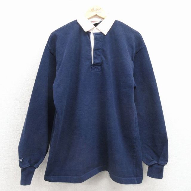 バーバリアン 90s 長袖ラガーシャツ ネイビー メンズL相当 | 古着