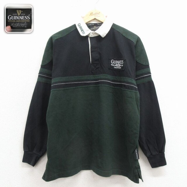 【20%OFF】ギネス 長袖ラガーシャツ ブラック メンズL相当 | 古着