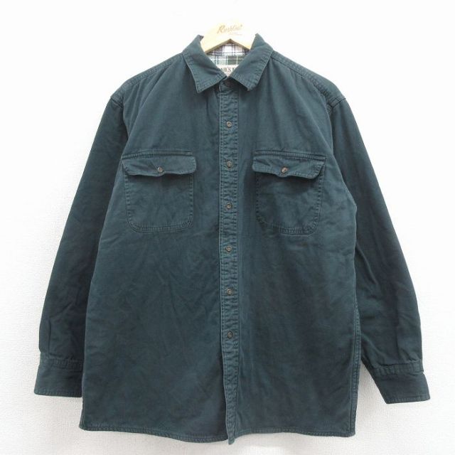 00s 長袖シャツ 内側フランネル グリーン メンズL相当 | 古着