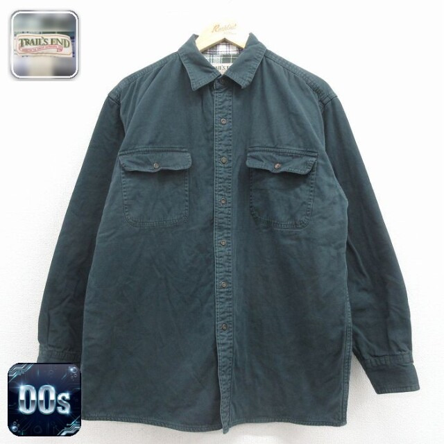 【20%OFF】00s 長袖シャツ 内側フランネル グリーン メンズL相当 | 古着