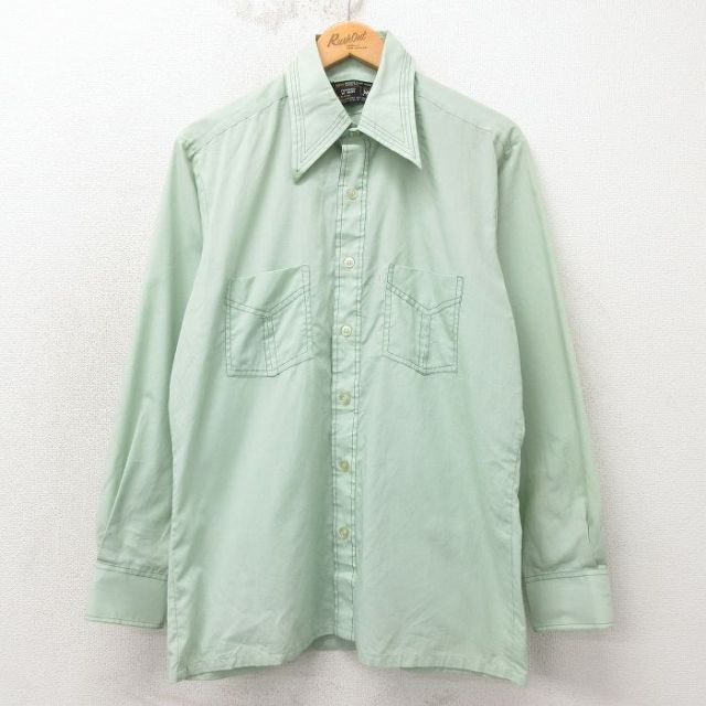 70s 長袖シャツ グリーン メンズL相当 | 古着