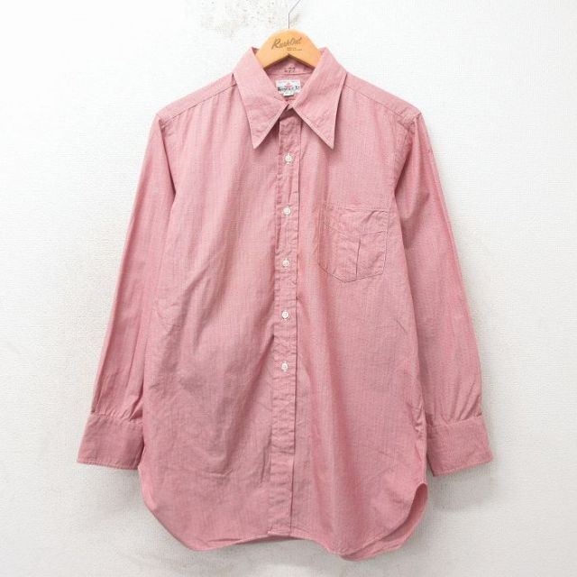 70s 長袖シャツ レッド メンズL相当 | 古着