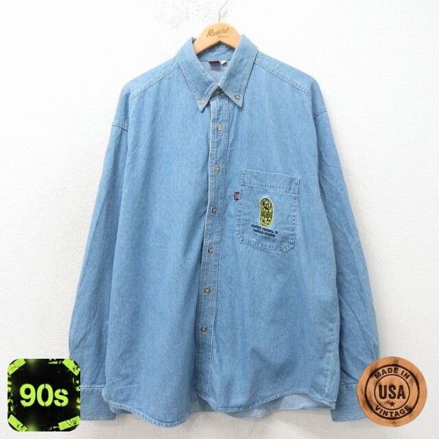 【20%OFF】ワンユニオン 90s 長袖シャツ ネイビー メンズXL相当 | 古着