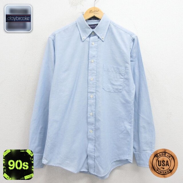 【20%OFF】90s 長袖シャツ ネイビー メンズM相当 | 古着