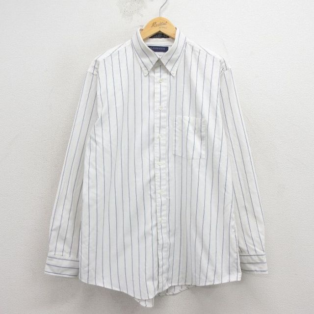 90s 長袖シャツ ストライプ ホワイト メンズXL相当 | 古着