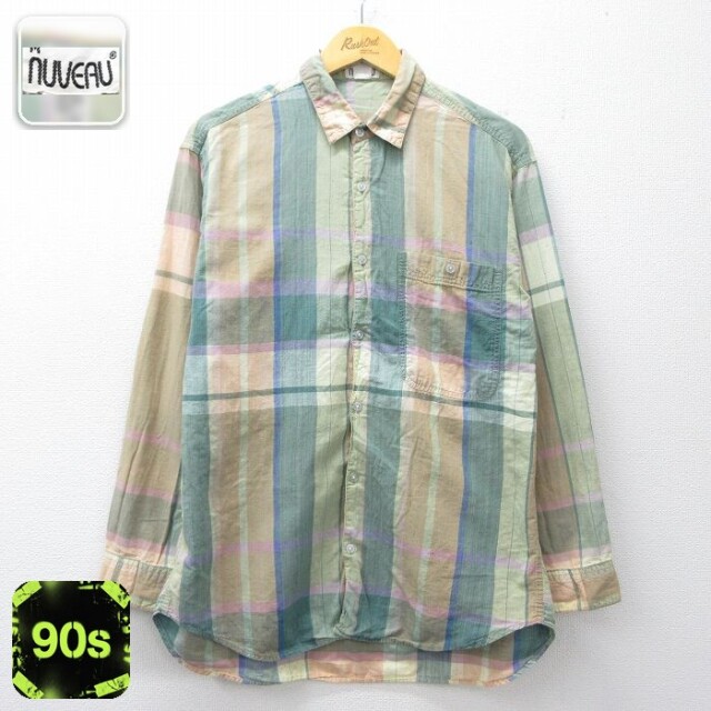 【20%OFF】90s 長袖シャツ チェック グリーン メンズL相当 | 古着