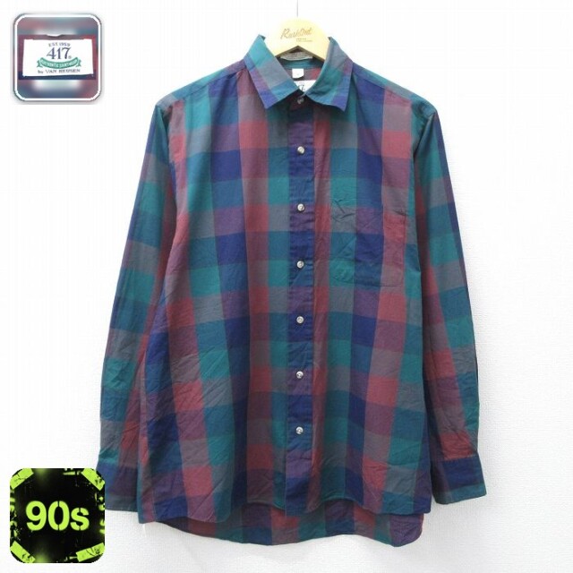 【20%OFF】バンヒューセン 90s 長袖シャツ グリーンチェック メンズL相当 | 古着
