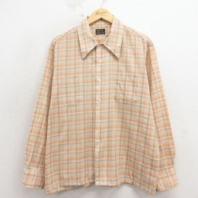 JCペニー 70s 長袖シャツ ベージュチェック XL | 古着