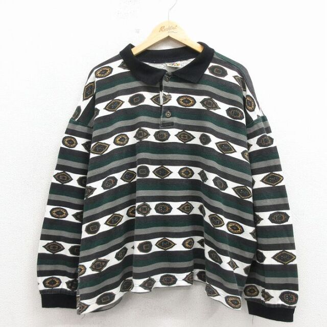 ポロ 90s 長袖ポロシャツ グリーン メンズXL相当 | 古着