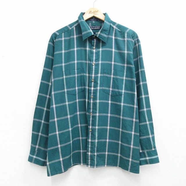 バンヒューセン 90s 長袖シャツ グリーンチェック メンズXL相当 | 古着
