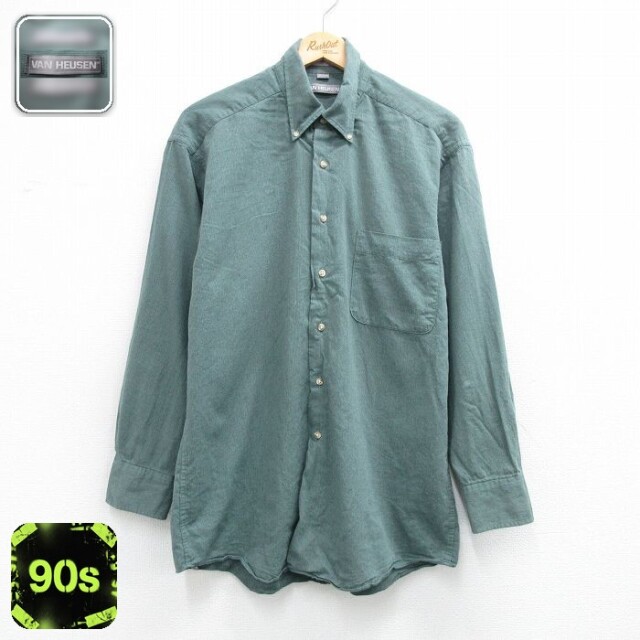 【20%OFF】バンヒューセン 90s 長袖シャツ グリーン メンズL相当 | 古着